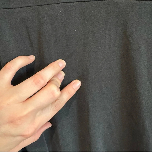 Eileen Fisher Womens Large 100% Silk Dress Surplice Midi Minimalist Modest Black - Picture 8 of 11